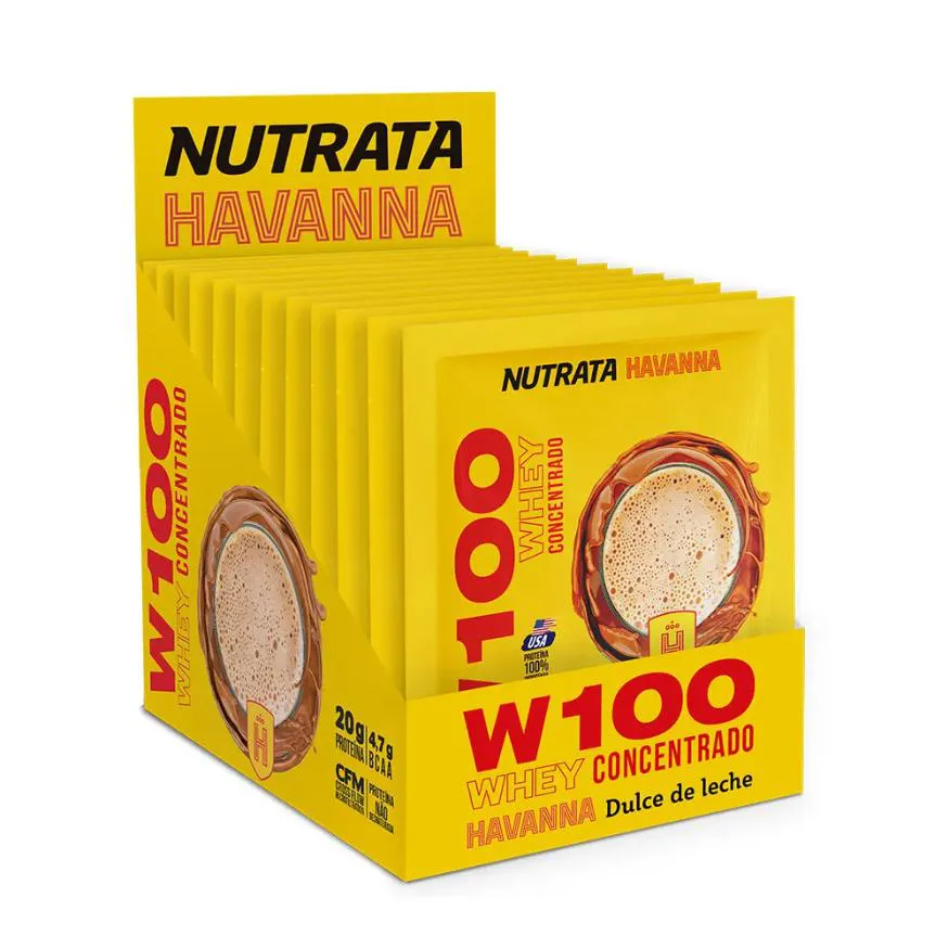CAIXA ( 12 UN SACHE ) WHEY W100 HAVANNA NUTRATA 30G - DOCE DE LEITE