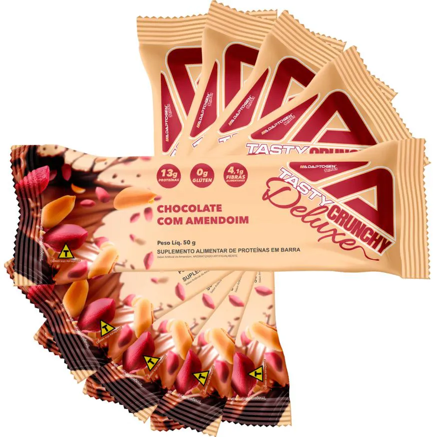 KIT 5 UN TASTY CRUNCHY DELUXE 50G - CHOCOLATE C/ AMENDOIN - ADAPTOGEN