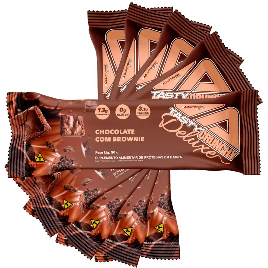 KIT 5 UN TASTY CRUNCHY DELUXE 50G - CHOCOLATE C/ BROWNIE - ADAPTOGEN