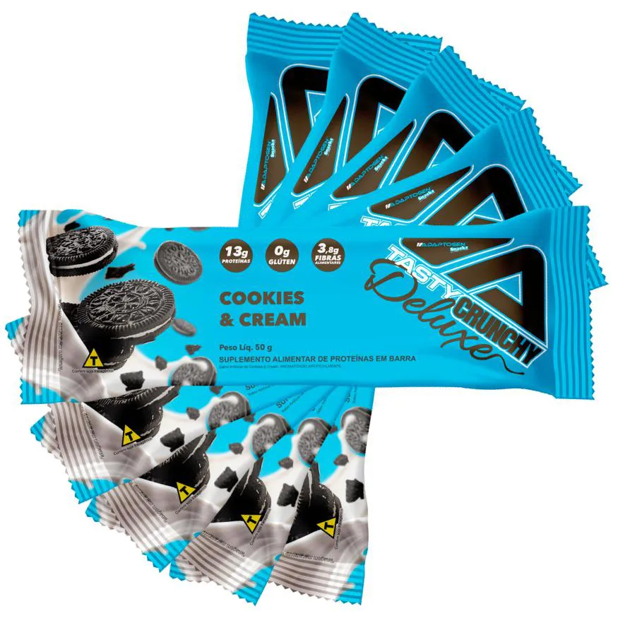 KIT 5 UN TASTY CRUNCHY DELUXE 50G - COOKIES E CREAM - ADAPTOGEN