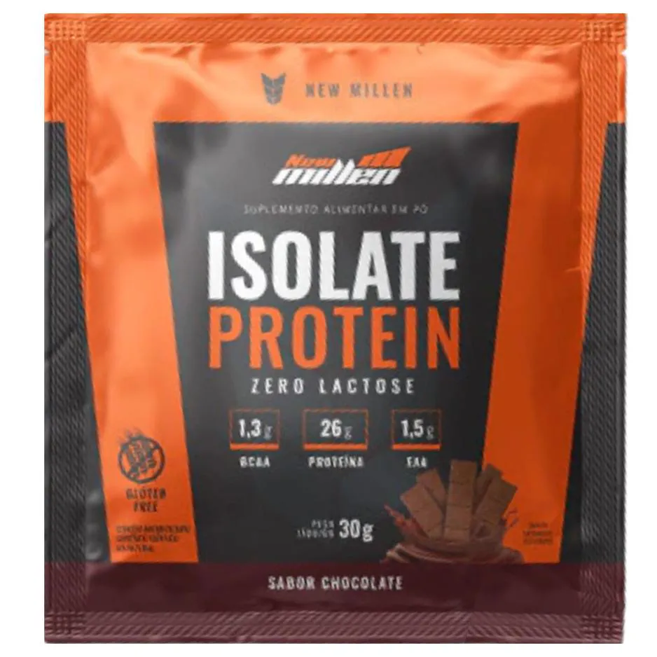 SACHE ISOLATE PROTEIN NEW MILLEN 30G - CHOCOLATE - SEM GLUEIN - ORIGEM BOVINA