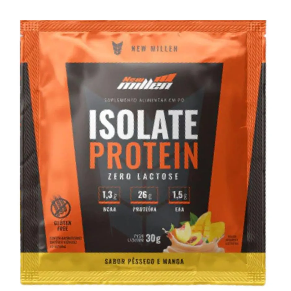 SACHE ISOLATE PROTEIN NEW MILLEN 30G - PESSEGO E MANGA - SEM GLUEIN - ORIGEM BOVINA