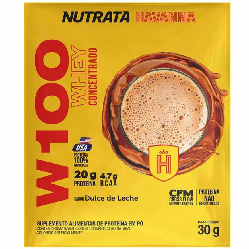 SACHE WHEY W100 HAVANNA NUTRATA 30G DOCE DE LEITE