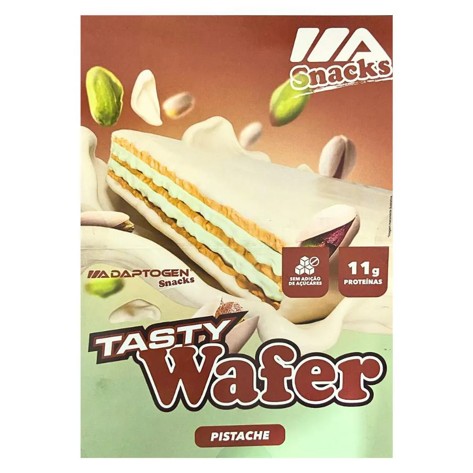 TASTY WAFER SNACKS 50G - ADAPTOGEN PISTACHE - SEM AD AÇUCAR - CAIXA FECHADA 12UN