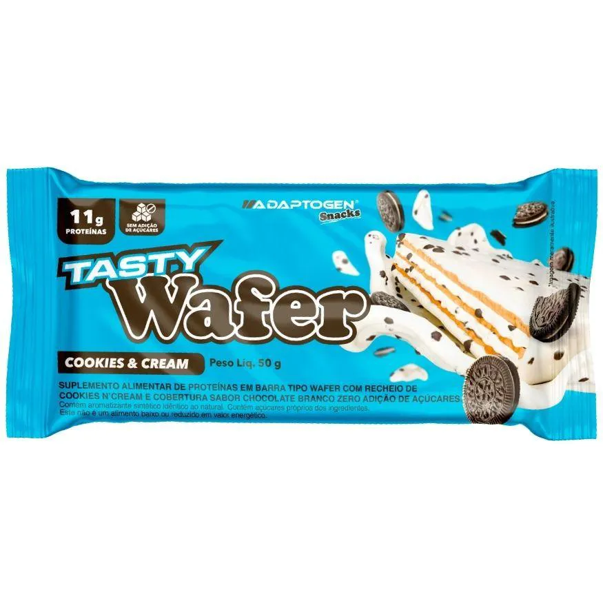 TASTY WAFER SNACKS 50G - SEM AD AÇUCAR - ADAPTOGEN COOKIES E CREAM