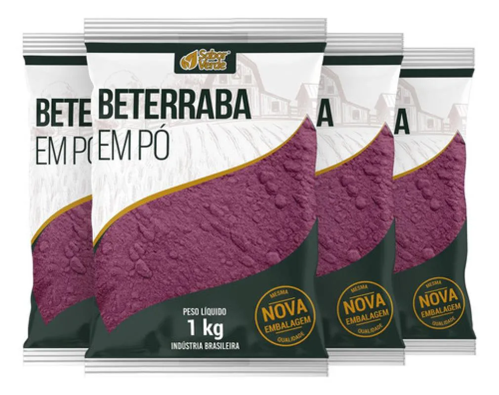 BETERRABA EM Pó DESIDRATADA FARINHA PURA 4 X 1KG SABOR VERDE