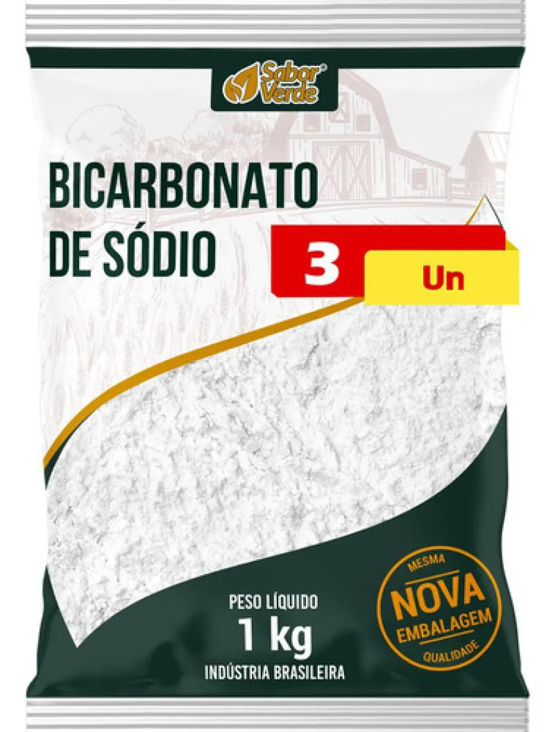 BICARBONATO DE SóDIO 3 X 1KG SABOR VERDE