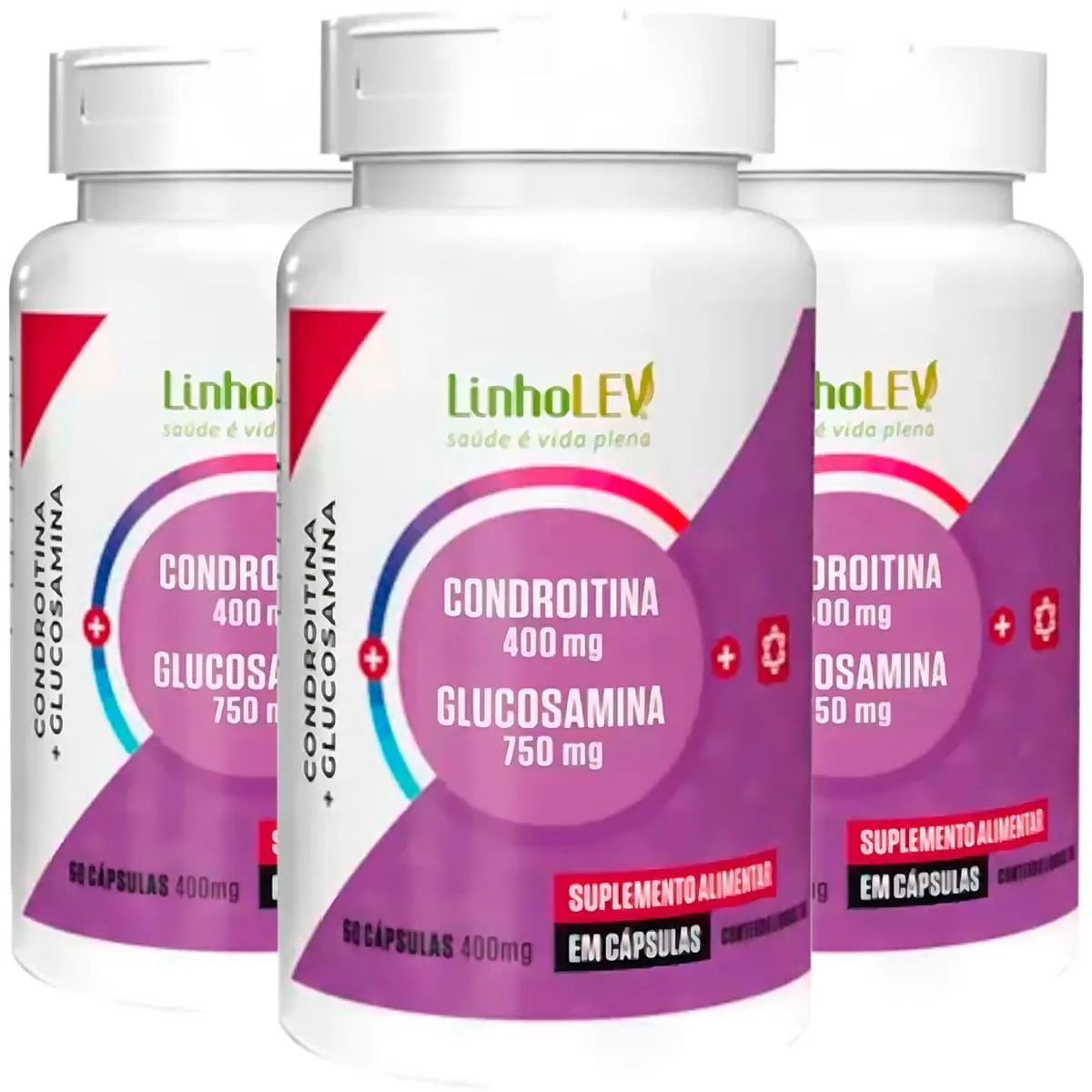CONDROITINA E GLUCOSAMINA 3 X 60 CáPSULAS LINHO LEV