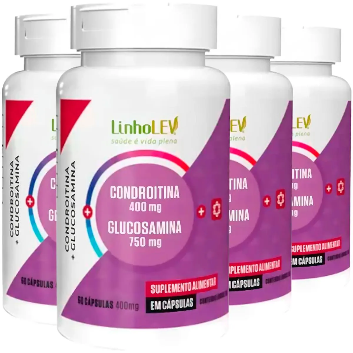 CONDROITINA E GLUCOSAMINA 4 X 60 CáPSULAS LINHO LEV