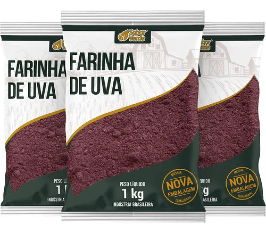 FARINHA DE UVA PURA 3 X 1KG SABOR VERDE