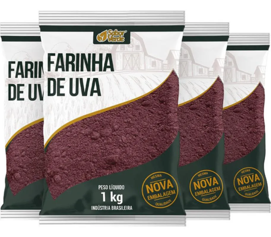 FARINHA DE UVA PURA 4 X 1KG SABOR VERDE
