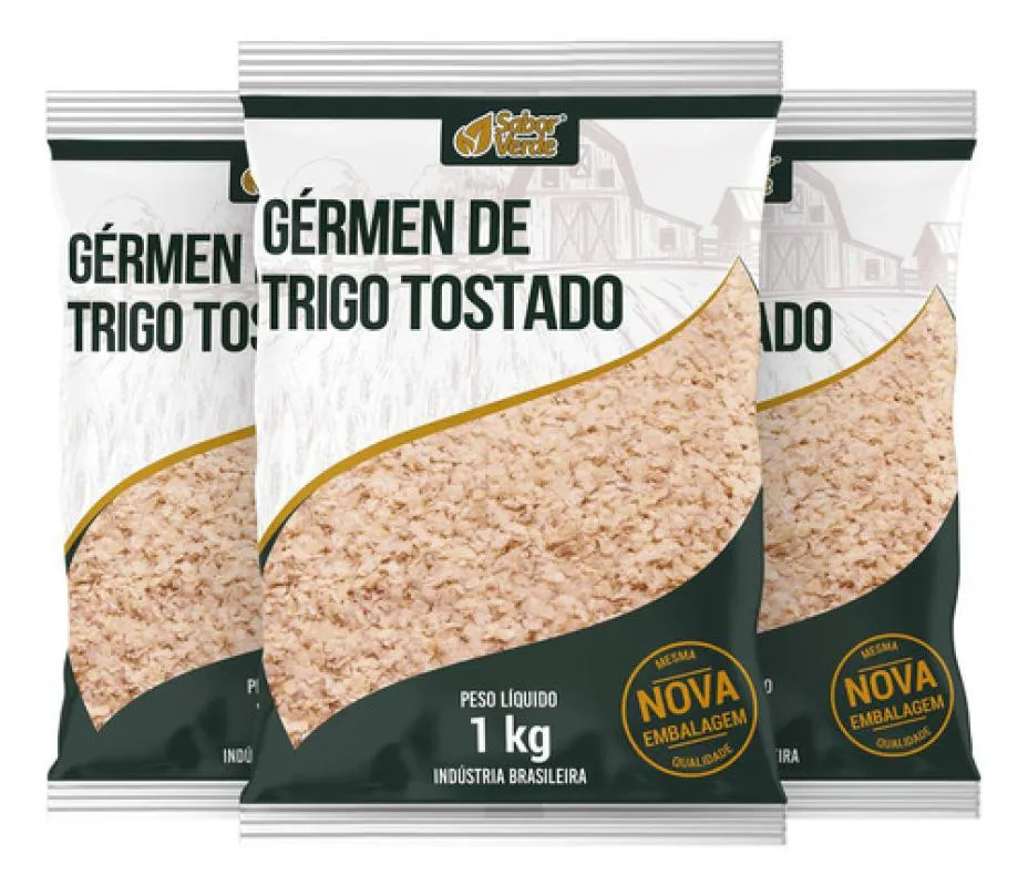 GERMEN DE TRIGO TOSTADO FARINHA 3 X 1KG SABOR VERDE