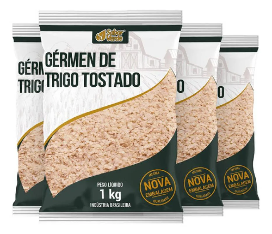 GERMEN DE TRIGO TOSTADO FARINHA 4 X 1KG SABOR VERDE