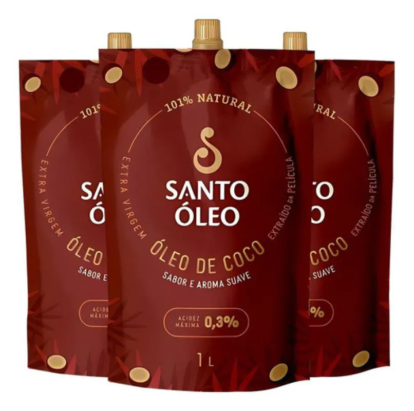 ÓLEO DE COCO EXTRATO DE PELíCULA 3 X 1L SANTO ÓLEO