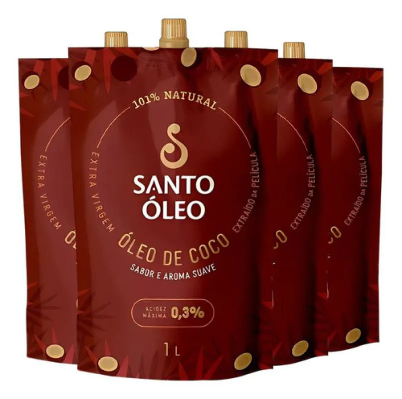 ÓLEO DE COCO EXTRATO DE PELíCULA 4 X 1L SANTO ÓLEO