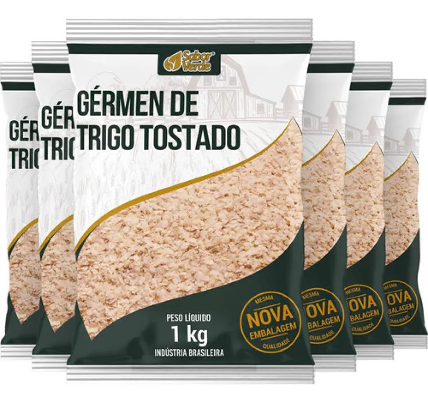 GERMEN DE TRIGO TOSTADO FARINHA 6 X 1KG SABOR VERDE