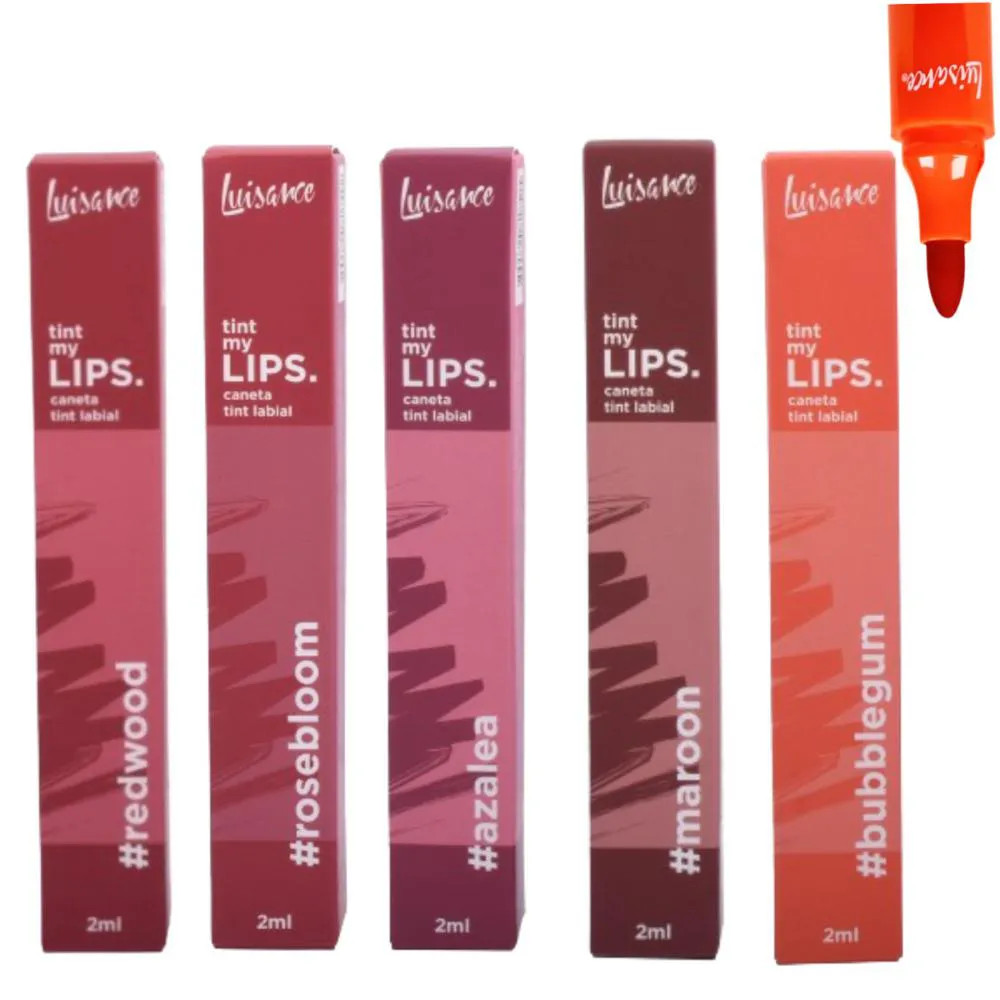 COMBO CANETA TINT LABIAL VEGANO LUISANCE 5 CORES