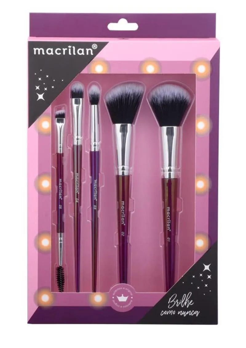 KIT COM 5 PINCEIS PARA MAQUIAGEM BRILHE COMO NUNCA - ED014