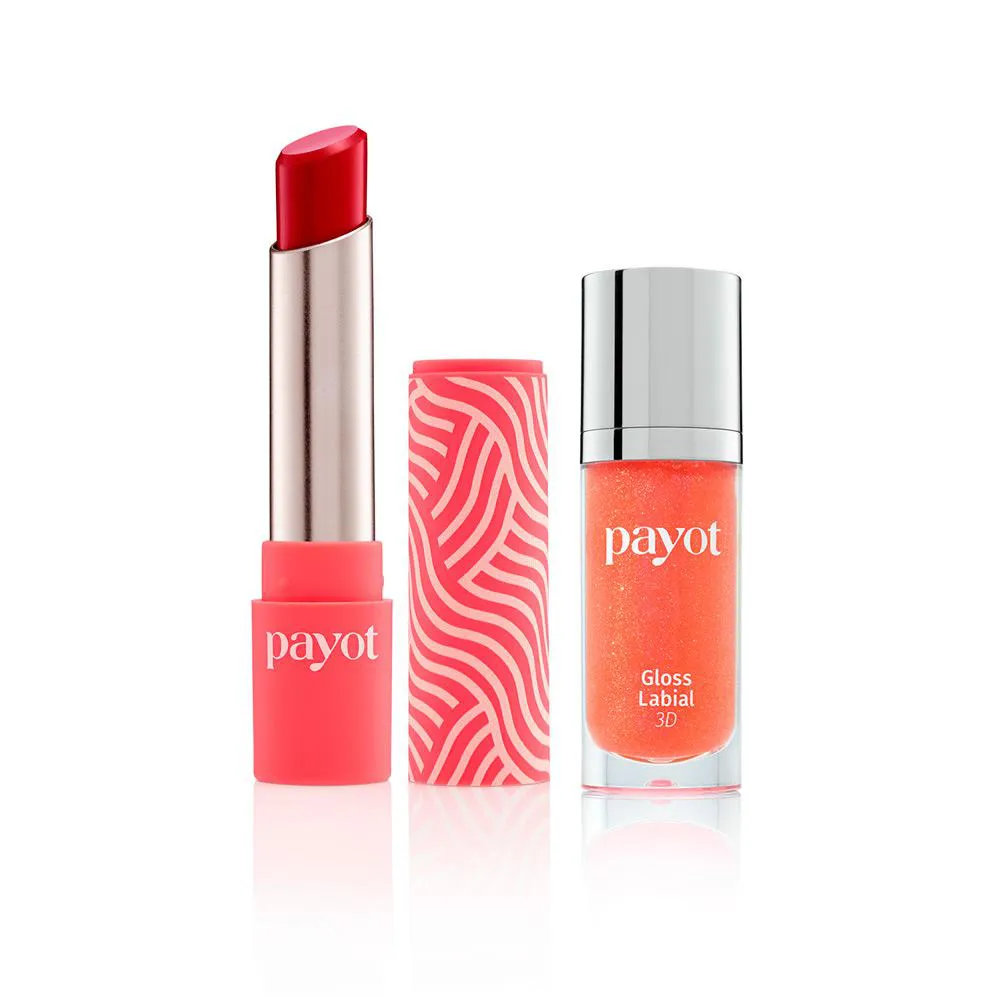 KIT LáBIOS CHéRIE PAYOT - BATOM MATTE CARMIM + GLOSS LABIAL 3D CORAL 10