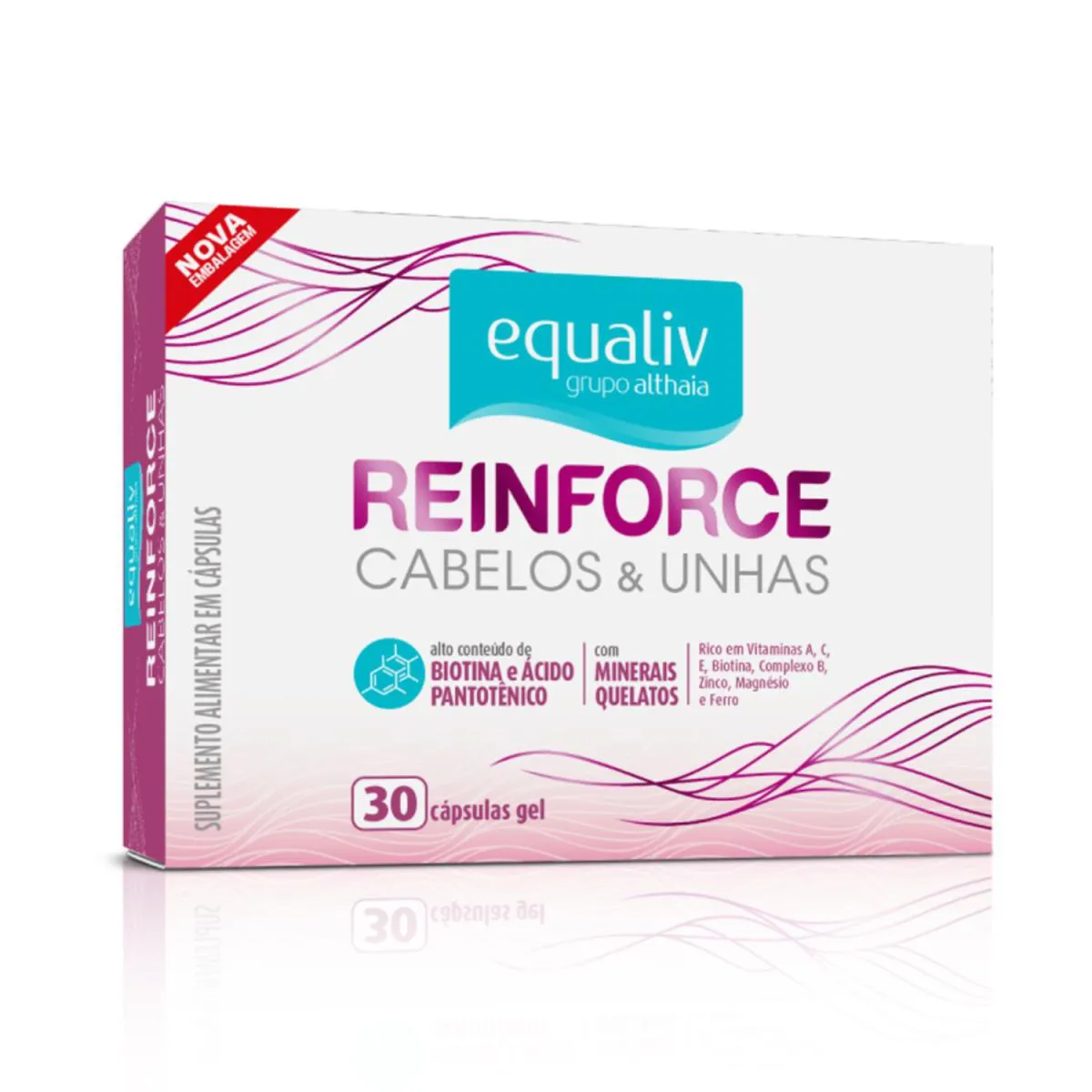 SUPLEMENTO ALIMENTAR REINFORCE CABELOS E UNHAS EQUALIV - 60 CáPSULAS GEL
