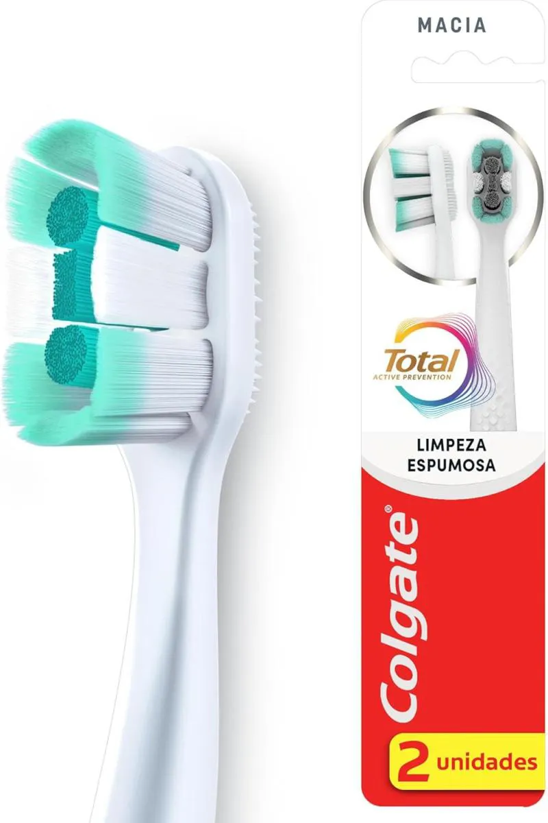 ESCOVA DE DENTE COLGATE TOTAL LIMPEZA ESPUMOSA - MACIA 2 UNIDADES