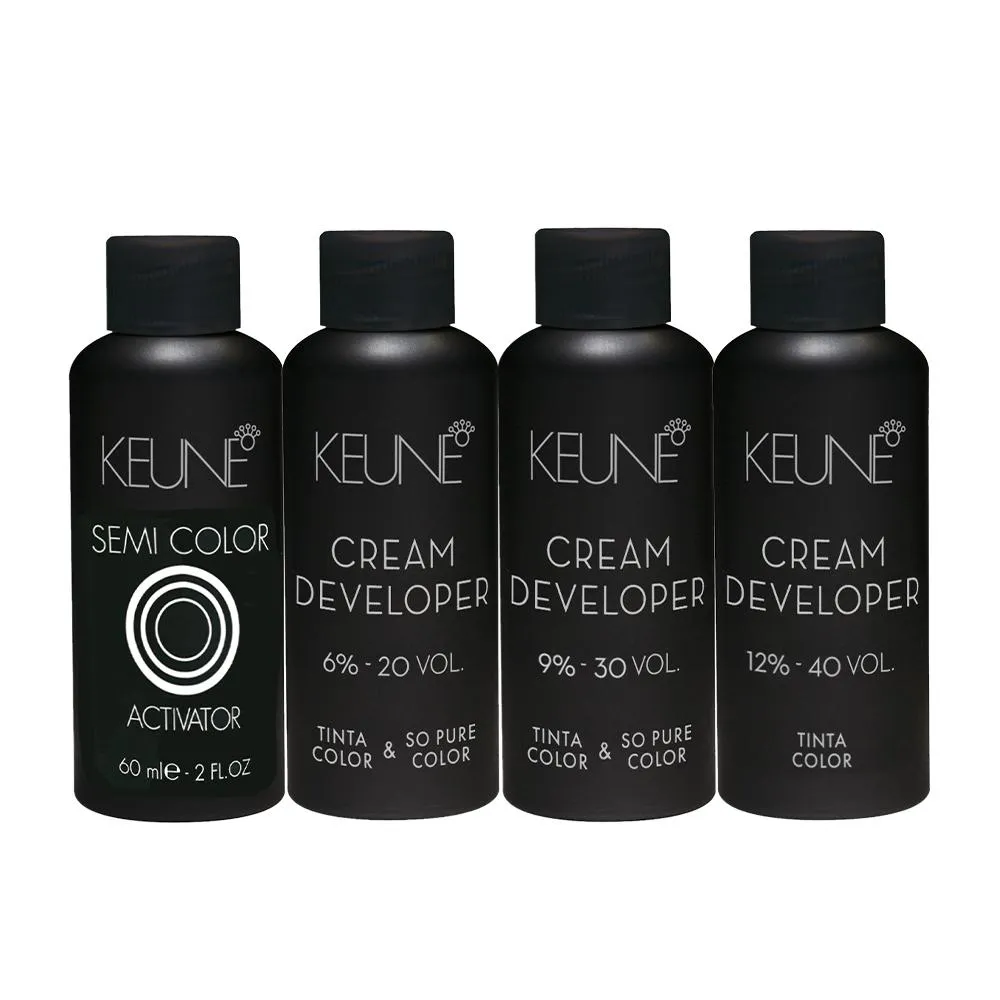 KIT KEUNE TINTA PURE SEMI COLOR ACTIVATOR 6% 20V + 9% 30V + 12% 40V 60ML (4 PRODUTOS)