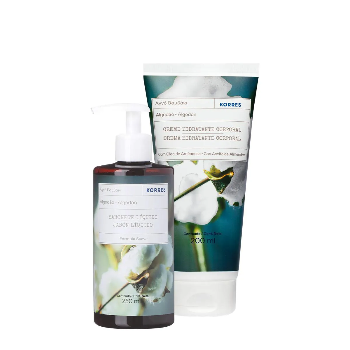 KIT KORRES ALGODãO PURO SABONETE HIDRATANTE CORPORAL (2 PRODUTOS)