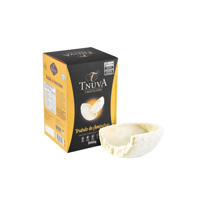 OVO DE CHOCOLATE BRANCO TRUFADO DE AMêNDOAS TNUVA 340G