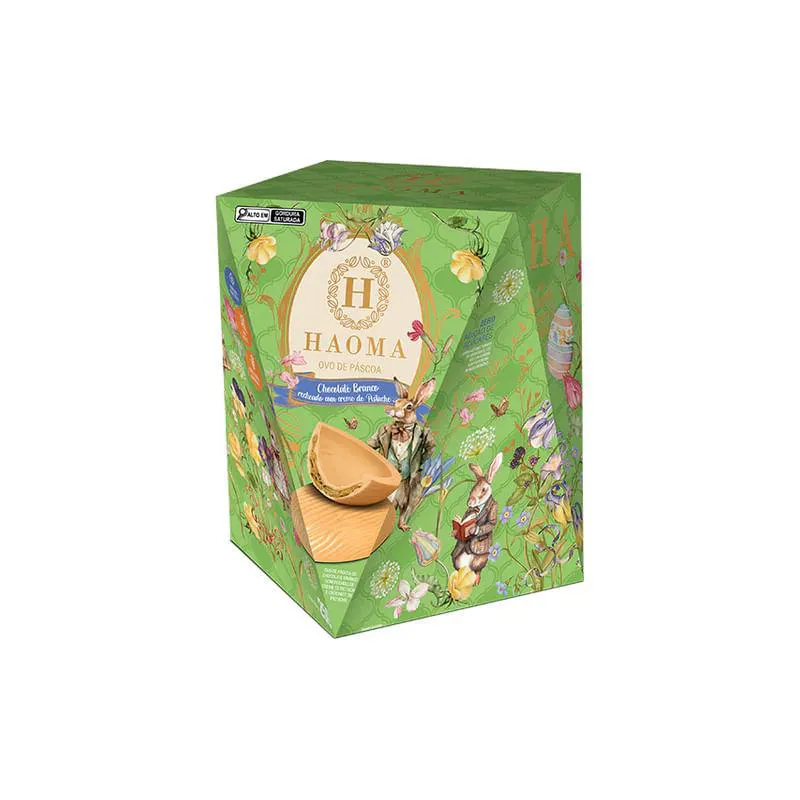 OVO CHOCOLATE BRANCO COM RECHEIO DE PISTACHE HAOMA 250G