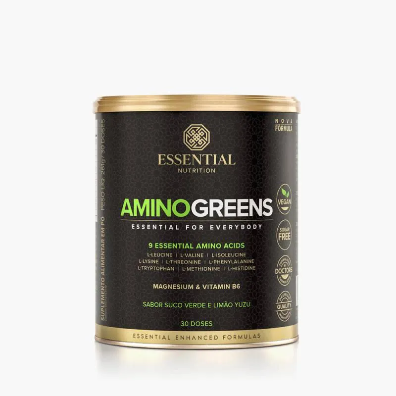 AMINO GREENS SUCO VERDE E LIMãO YUZU ESSENTIAL NUTRITION 261G