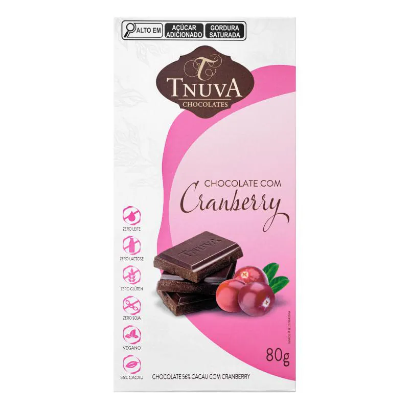 TABLETE CHOCOLATE COM CRANBERRY TNUVA 80G