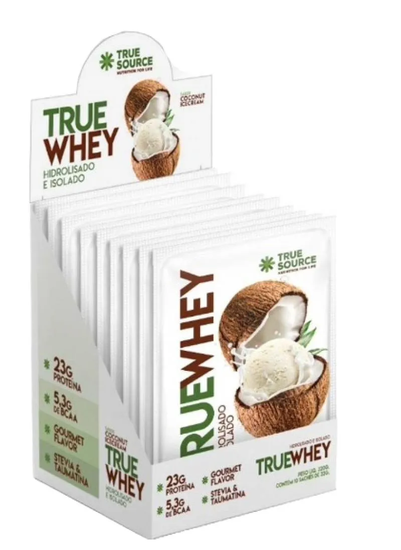 PROTEíNA TRUE WHEY COCONUT ICE CREAM 32G TRUE SOURCE 10 SACHêS