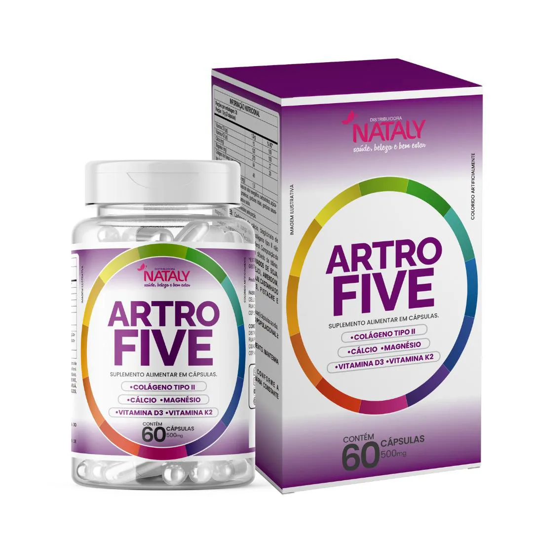 Artrofive Colágeno Tipo 2 + Magnésio 60 Cápsulas de 500mg Nataly