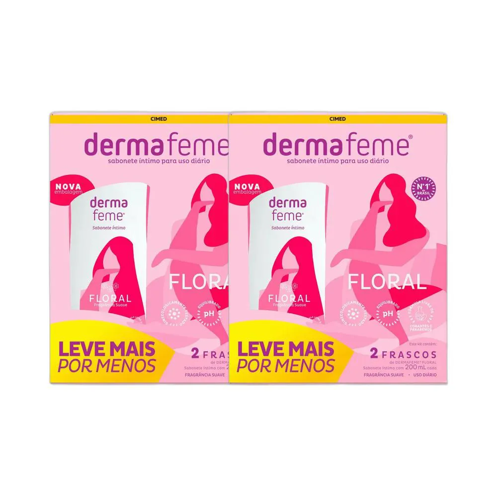 2X KIT DERMAFEME FLORAL  COM 2 UNIDADES 200ML - CIMED