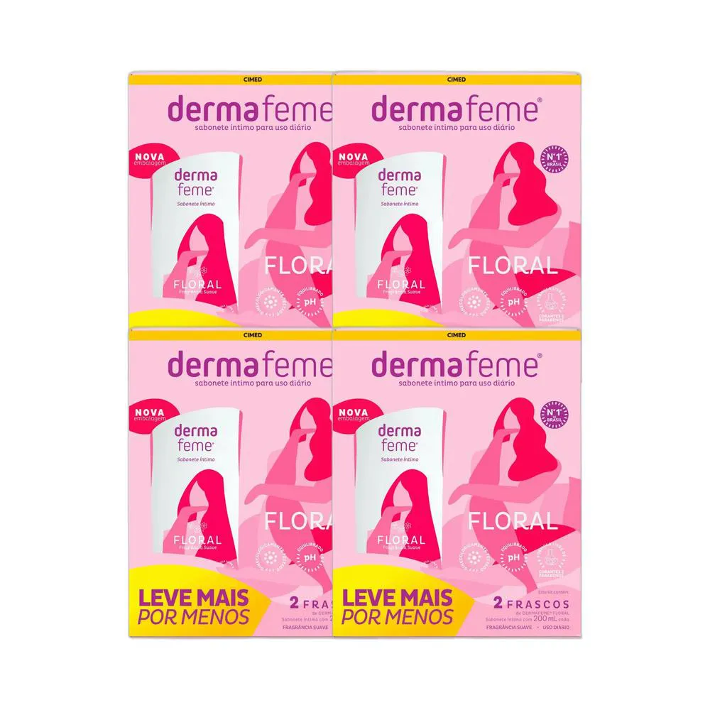 4X KIT DERMAFEME FLORAL  COM 2 UNIDADES 200ML - CIMED
