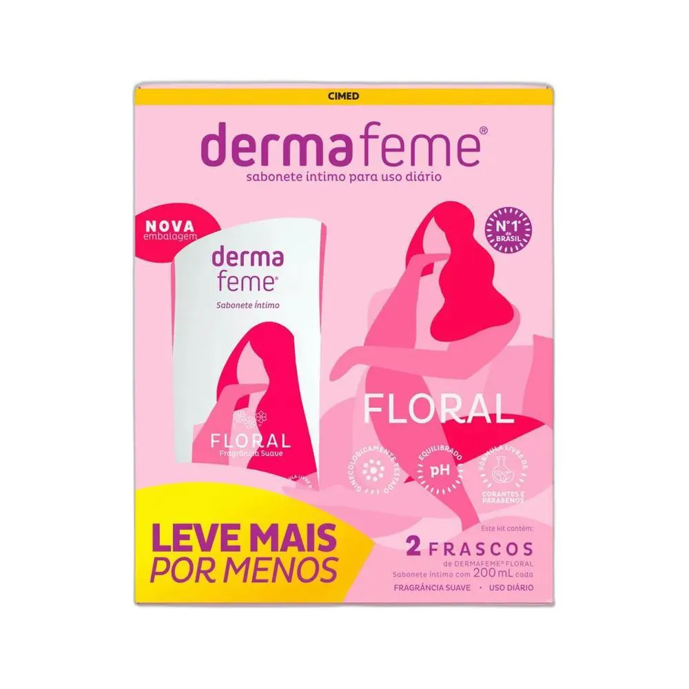 KIT DERMAFEME FLORAL  COM 2 UNIDADES 200ML - CIMED