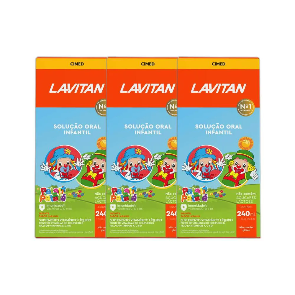 KIT C/3 LAVITAN INFANTIL SABOR LARANJA 240ML - CIMED