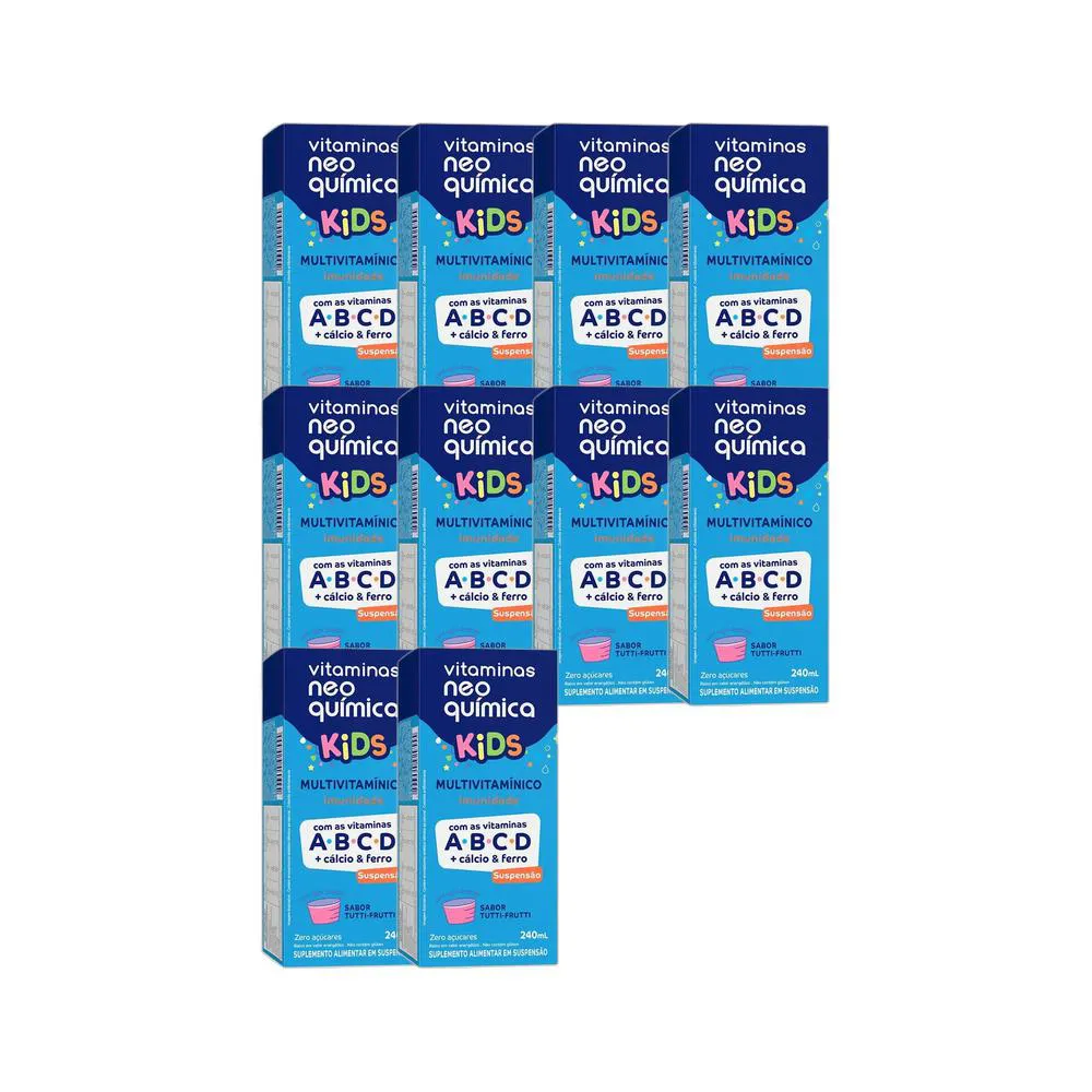 KIT 10X MULTIVITAMINICO KIDS LIQUIDO 240ML - NEO QUíMICA