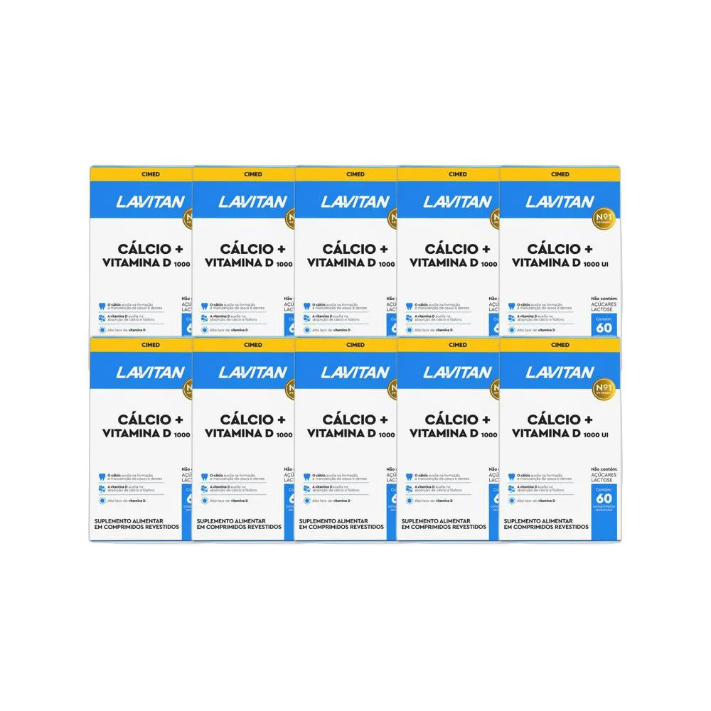 KIT 10X VITAMINA LAVITAN CáLCIO + VITAMINA D3 60 CPR - CIMED