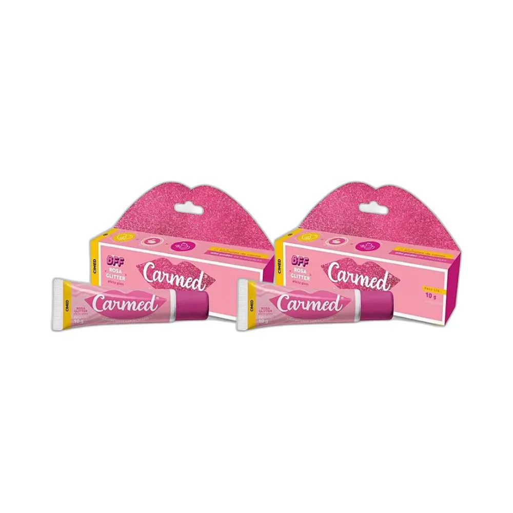KIT 2X HIDRATANTE LABIAL CARMED BFF ROSA GLITTER 10G - CIMED