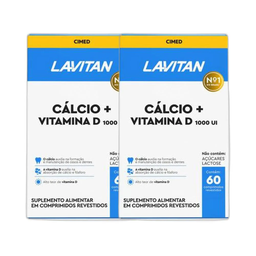 KIT 2X VITAMINA LAVITAN CáLCIO + VITAMINA D3 60 CPR - CIMED