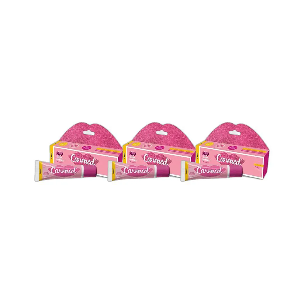 KIT 3X HIDRATANTE LABIAL CARMED BFF ROSA GLITTER 10G - CIMED
