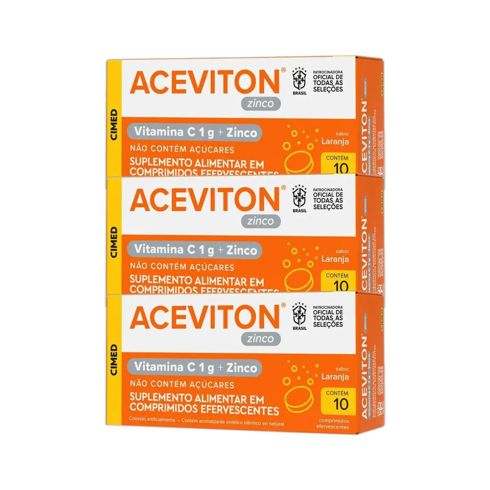 KIT 3X VITAMINA ACEVITON VITAMINA C + ZINCO 10 CPR - CIMED