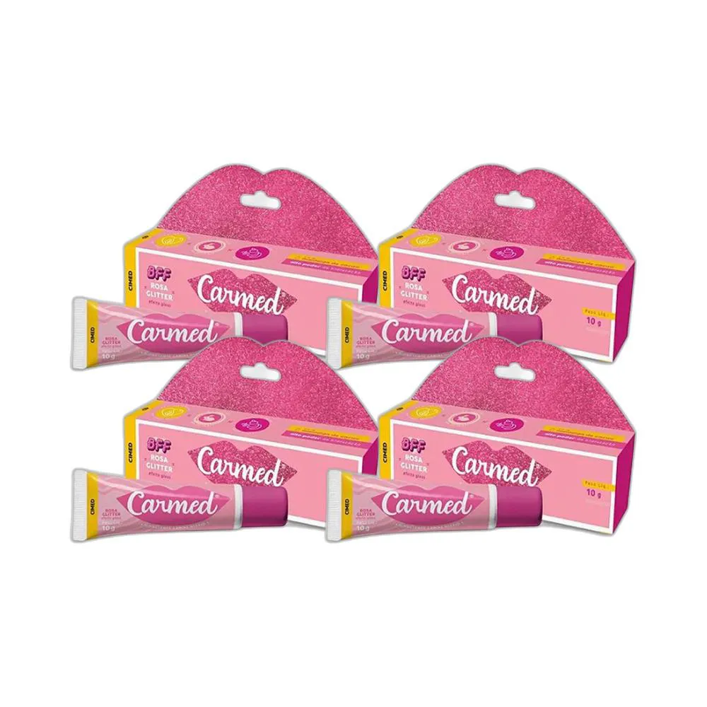 KIT 4X HIDRATANTE LABIAL CARMED BFF ROSA GLITTER 10G - CIMED