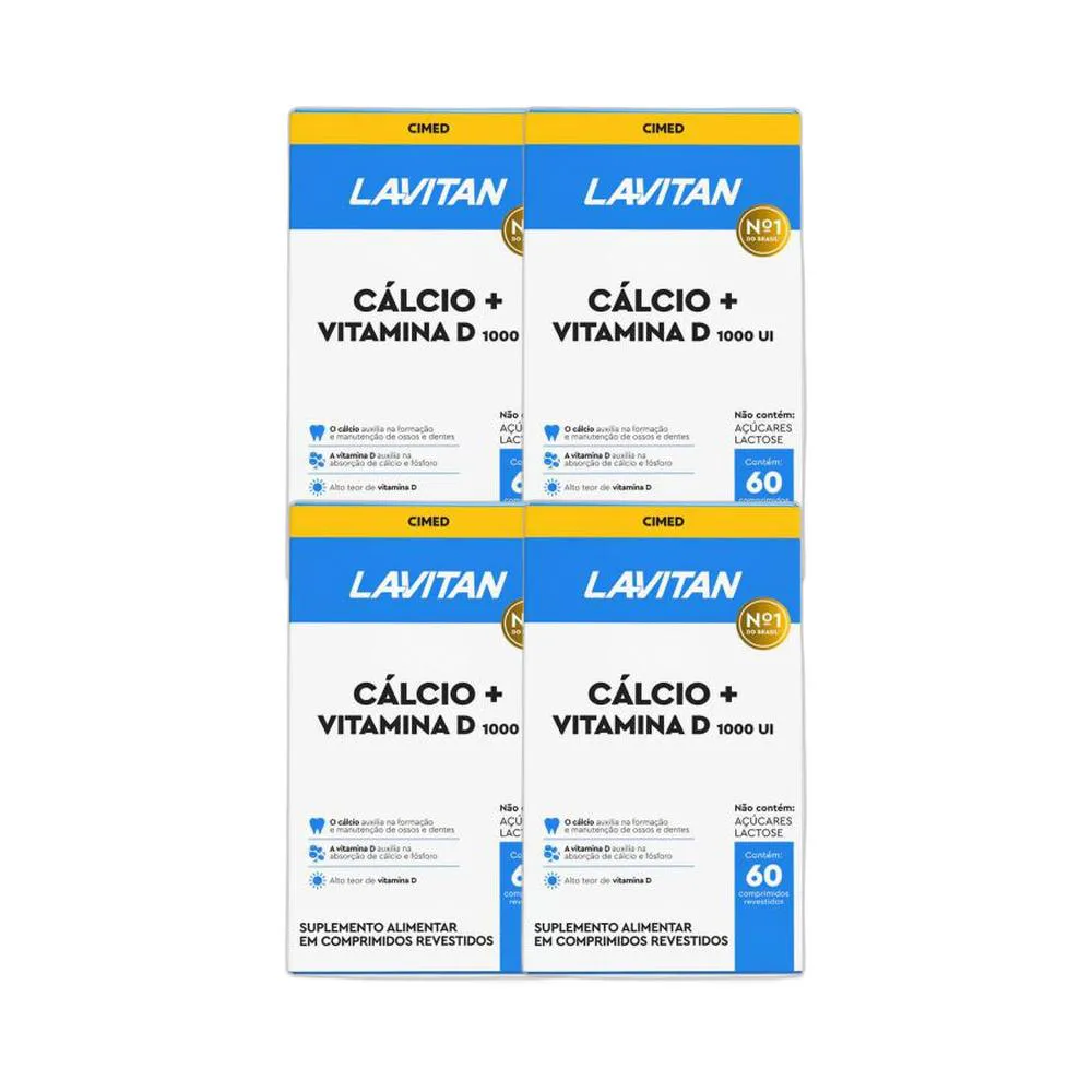 KIT 4X VITAMINA LAVITAN CáLCIO + VITAMINA D3 60 CPR - CIMED