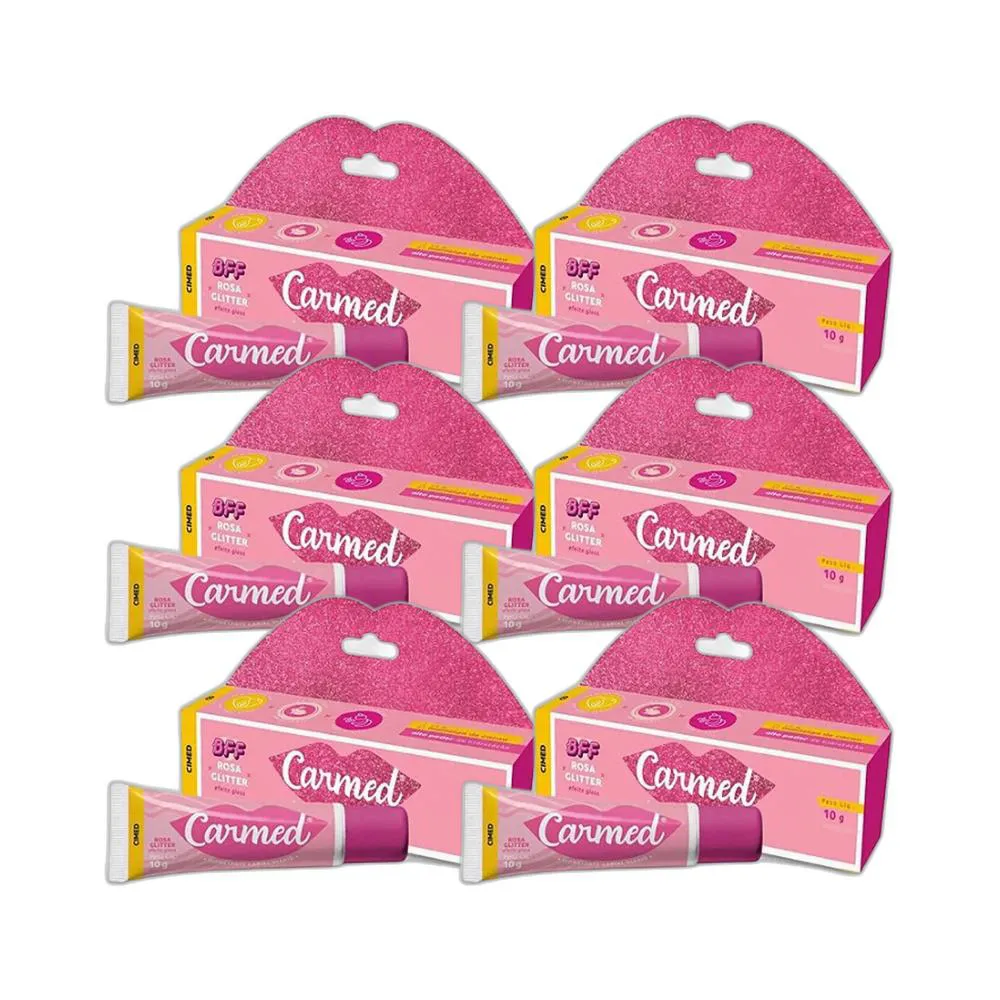 KIT 6X HIDRATANTE LABIAL CARMED BFF ROSA GLITTER 10G - CIMED