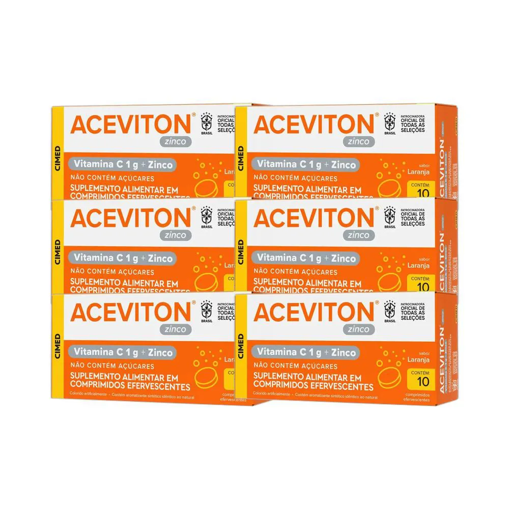 KIT 6X VITAMINA ACEVITON VITAMINA C + ZINCO 10 CPR - CIMED