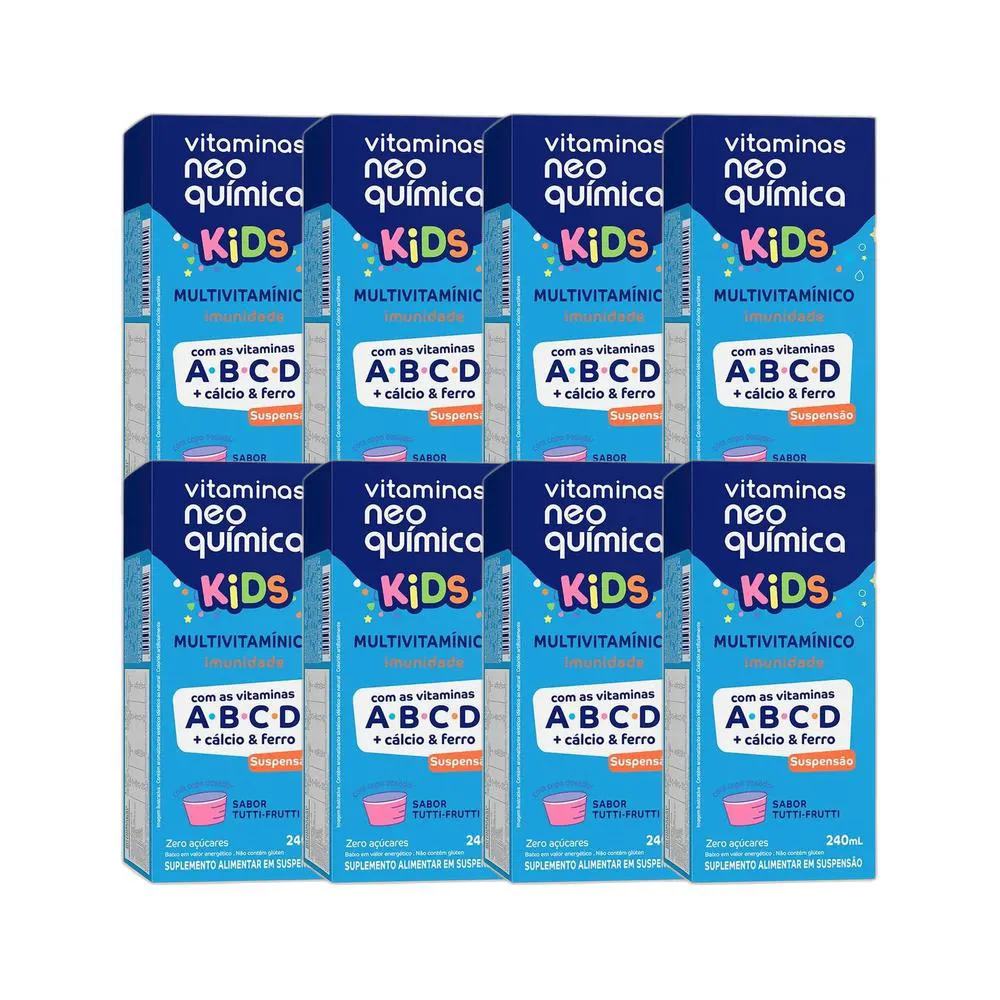 KIT 8X MULTIVITAMINICO KIDS LIQUIDO 240ML - NEO QUíMICA