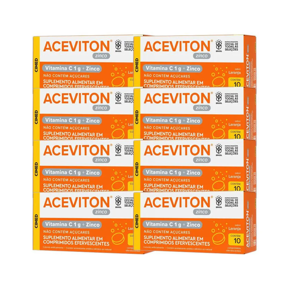 KIT 8X VITAMINA ACEVITON VITAMINA C + ZINCO 10 CPR - CIMED