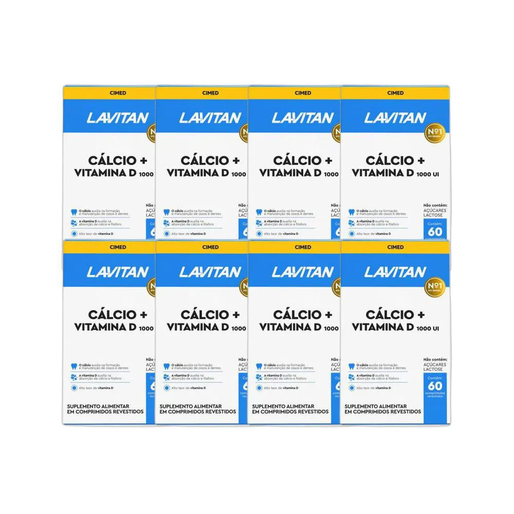KIT 8X VITAMINA LAVITAN CáLCIO + VITAMINA D3 60 CPR - CIMED